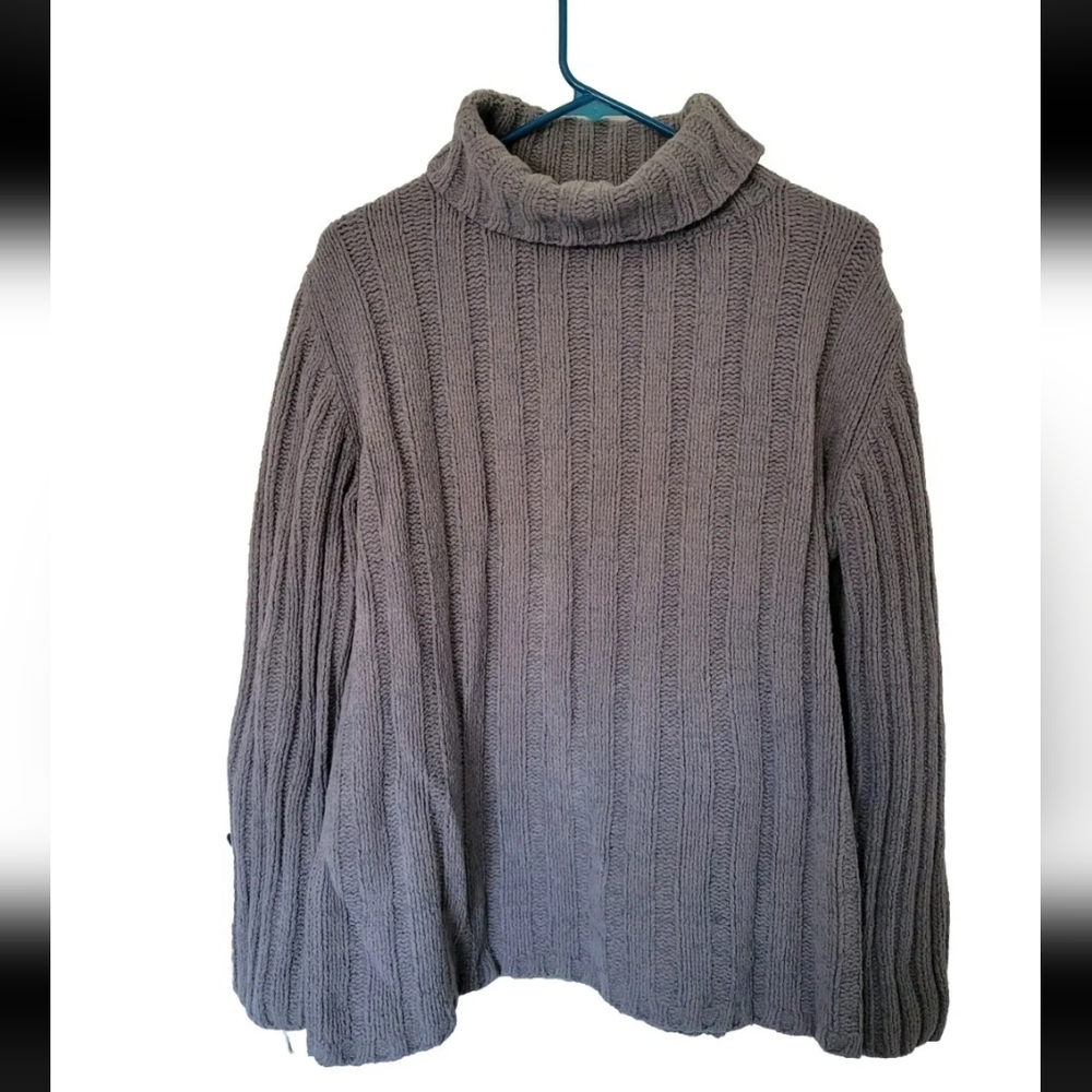 Express Women's Acrylic Blend Knit Grey Turtleneck Size L Sweater Long Sleeve
